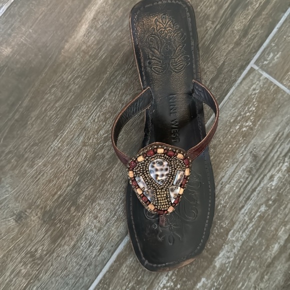 Nine West unique wooden sandals size 7 - Picture 2 of 10